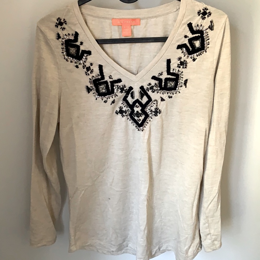 embellished long sleeved tee